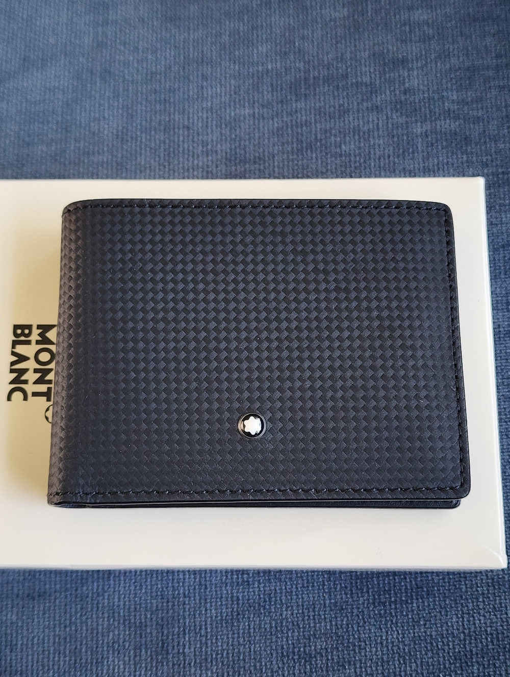 New 100% Auth Montblanc EXTREME Leather Wallet Black Iconic Star 6 cc #111143